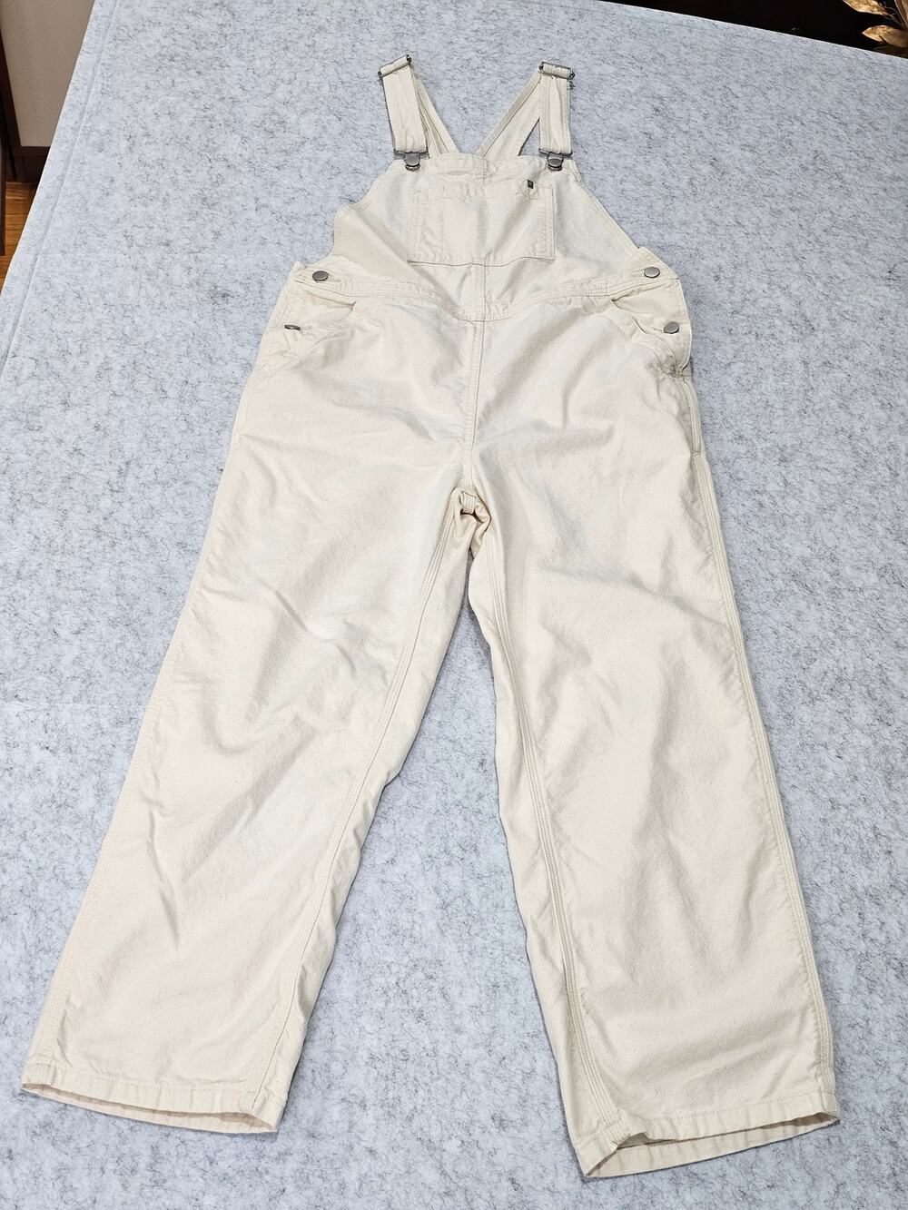 Everlane  Overalls Organic Cotton Canvas  Wide Leg Ecru Cream Size 8
